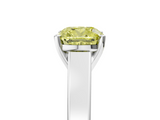 White gold Fancy Yellow Cushion  Solitaire Engagement Ring with Four-Prong Setting and Tapered Band_8