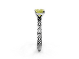 White gold Fancy Yellow Cushion  Solitaire Engagement Ring with Scrollwork Band and Four-Prong Setting_132