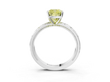 White gold Fancy Yellow Cushion  Solitaire Engagement Ring with Scrollwork Band and Four-Prong Setting_133