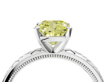 White gold Fancy Yellow Cushion  Solitaire Engagement Ring with Scrollwork Band and Four-Prong Setting_134
