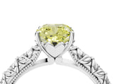 White gold Fancy Yellow Cushion  Solitaire Floral Milgrain Engagement Ring_35
