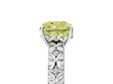 White gold Fancy Yellow Cushion  Solitaire Floral Milgrain Engagement Ring_36