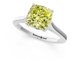 White gold Fancy Yellow Cushion  Solitaire Heart Prong Engagement Ring with Tapered Band_56