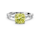White gold Fancy Yellow Cushion  Solitaire Marquise Side Stone Prong Setting Ring_61