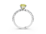 White gold Fancy Yellow Cushion  Solitaire Marquise Side Stone Prong Setting Ring_64
