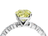 White gold Fancy Yellow Cushion  Solitaire Marquise Side Stone Prong Setting Ring_65