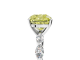White gold Fancy Yellow Cushion  Solitaire Marquise Side Stone Prong Setting Ring_66