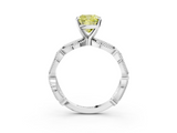 White gold Fancy Yellow Cushion  Solitaire Milgrain Diamond Engagement Ring with Bezel and Marquise Band_57