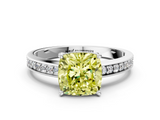 White gold Fancy Yellow Cushion  Solitaire Pavé Band Prong Setting Ring_20