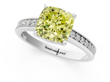 White gold Fancy Yellow Cushion  Solitaire Pavé Band Prong Setting Ring_21