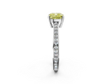 White gold Fancy Yellow Cushion  Solitaire Pavé Band Prong Setting Ring_22