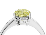 White gold Fancy Yellow Cushion  Solitaire Pavé Band Prong Setting Ring_24