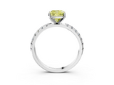 White gold Fancy Yellow Cushion  Solitaire Pavé Band with Four-Prong Setting_147