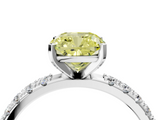 White gold Fancy Yellow Cushion  Solitaire Pavé Band with Four-Prong Setting_148
