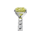 White gold Fancy Yellow Cushion  Solitaire Pavé Band with Four-Prong Setting_149