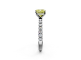 White gold Fancy Yellow Cushion  Solitaire Pavé Band with Four-Prong Setting_152