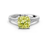 White gold Fancy Yellow Cushion  Solitaire Pavé Band with Four-Prong Setting_41