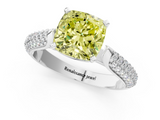 White gold Fancy Yellow Cushion  Solitaire Pavé Diamond Engagement Ring with Four-Prong Setting_175
