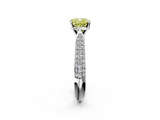 White gold Fancy Yellow Cushion  Solitaire Pavé Diamond Engagement Ring with Four-Prong Setting_175
