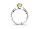 White gold Fancy Yellow Cushion  Solitaire Pavé Diamond Engagement Ring with Four-Prong Setting_176
