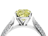 White gold Fancy Yellow Cushion  Solitaire Pavé Diamond Engagement Ring with Four-Prong Setting_177