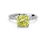 White gold Fancy Yellow Cushion  Solitaire Pavé Diamond Engagement Ring with Four-Prong Setting_56