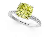 White gold Fancy Yellow Cushion  Solitaire Pavé Diamond Engagement Ring with Four-Prong Setting_57