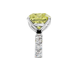 White gold Fancy Yellow Cushion  Solitaire Pavé Diamond Engagement Ring with Four-Prong Setting_61