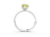 White gold Fancy Yellow Cushion  Solitaire Pavé Diamond Engagement Ring with Four-Prong Setting_72