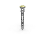 White gold Fancy Yellow Cushion  Solitaire Pavé Diamond Milgrain Engagement Ring with Four-Prong Setting_5
