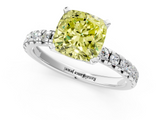 White gold Fancy Yellow Cushion  Solitaire Pave Diamond Engagement Ring with Four-Prong Setting_342