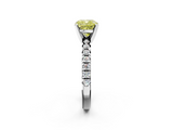 White gold Fancy Yellow Cushion  Solitaire Pave Diamond Engagement Ring with Four-Prong Setting_343
