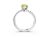 White gold Fancy Yellow Cushion  Solitaire Pave Diamond Engagement Ring with Four-Prong Setting_344