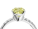 White gold Fancy Yellow Cushion  Solitaire Pave Diamond Engagement Ring with Four-Prong Setting_345