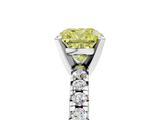 White gold Fancy Yellow Cushion  Solitaire Pave Diamond Engagement Ring with Four-Prong Setting_346