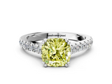 White gold Fancy Yellow Cushion  Solitaire Pave Diamond Engagement Ring with Prong Setting_19