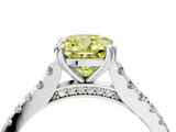 White gold Fancy Yellow Cushion  Solitaire Pave Diamond Engagement Ring with Prong Setting_23