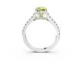 White gold Fancy Yellow Cushion  Solitaire Pave Diamond Engagement Ring with Prong Setting_24