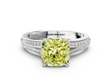 White gold Fancy Yellow Cushion  Solitaire Pave Split Shank Engagement Ring with Six-Prong Setting_37