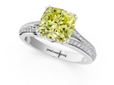 White gold Fancy Yellow Cushion  Solitaire Pave Split Shank Engagement Ring with Six-Prong Setting_37