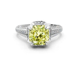 White gold Fancy Yellow Cushion  Solitaire Pave Split Shank Ring with Four-Prong Setting_141