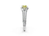 White gold Fancy Yellow Cushion  Solitaire Pave Split Shank Ring with Four-Prong Setting_143