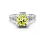 White gold Fancy Yellow Cushion  Solitaire Pave Split Shank Ring with Four-Prong Setting_147