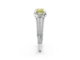 White gold Fancy Yellow Cushion  Solitaire Pave Split Shank Ring with Four-Prong Setting_162