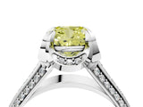 White gold Fancy Yellow Cushion  Solitaire Pave Split Shank Ring with Four-Prong Setting_164