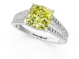 White gold Fancy Yellow Cushion  Solitaire Split Shank Pavé Diamond Engagement Ring_368