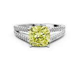 White gold Fancy Yellow Cushion  Solitaire Split Shank Pavé Diamond Engagement Ring_371