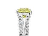 White gold Fancy Yellow Cushion  Solitaire Split Shank Pavé Diamond Engagement Ring_372