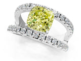 White gold Fancy Yellow Cushion  Solitaire Split Shank Pave Diamond Ring_51