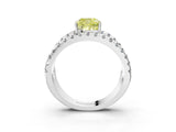 White gold Fancy Yellow Cushion  Solitaire Split Shank Pave Diamond Ring_52